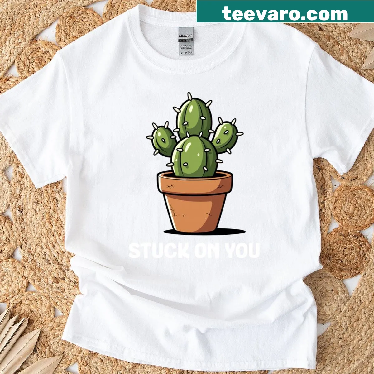 T-shirt with cute cactus illustrations and funny puns about plants. — on a men's t-shirt