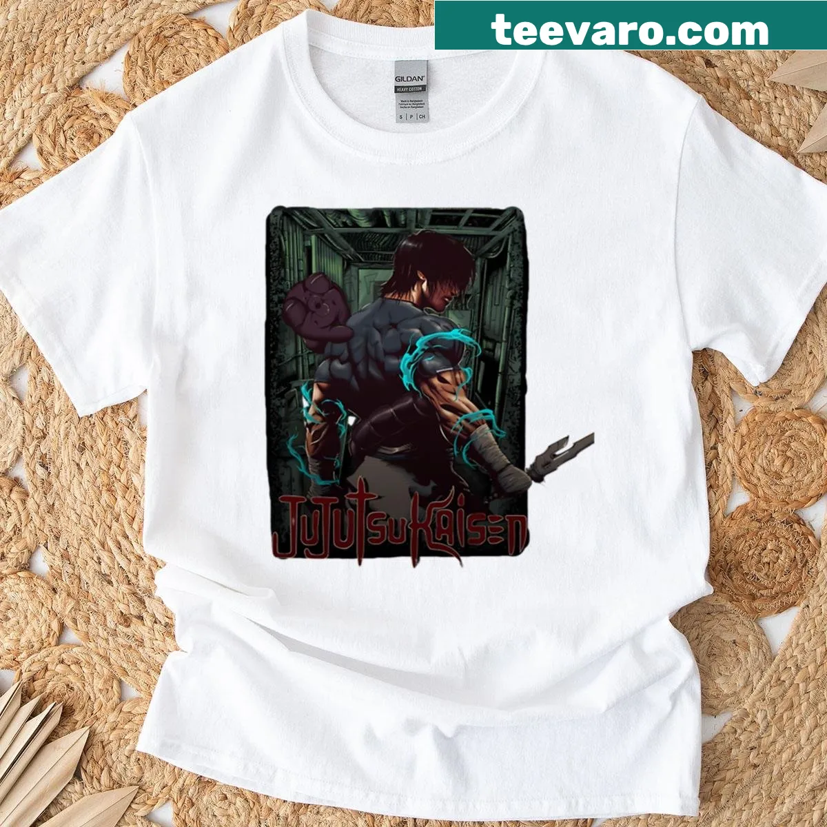 Illustration of Fushiguro and mystical elements on a t-shirt — on a men's t-shirt