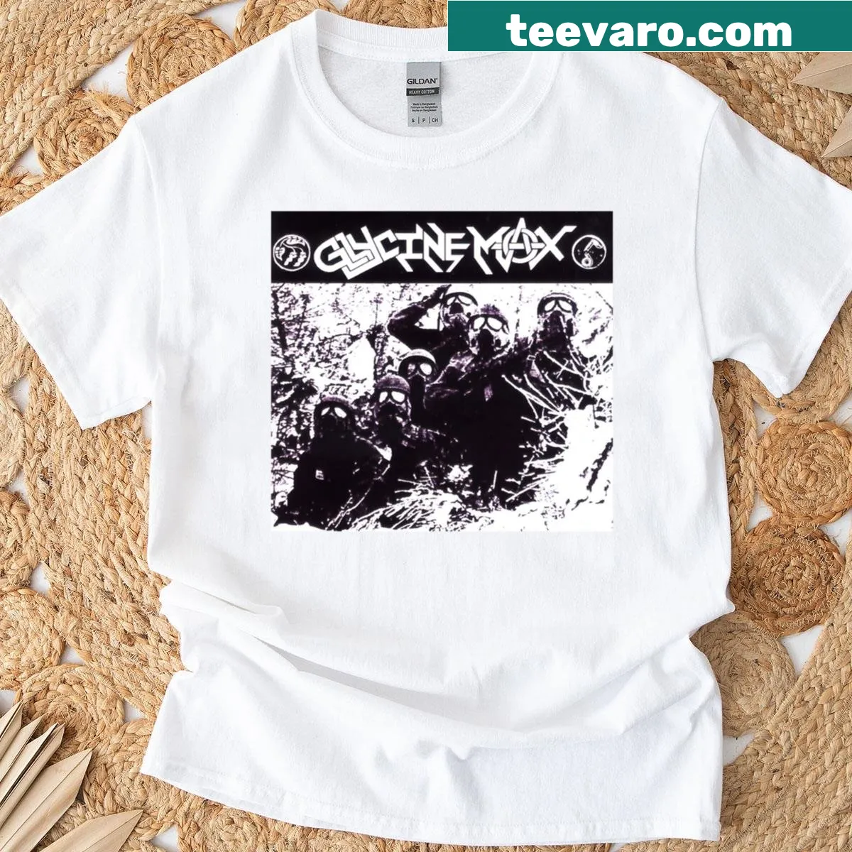 Text design featuring 'Glycine Max' on a T-shirt — on a men's t-shirt