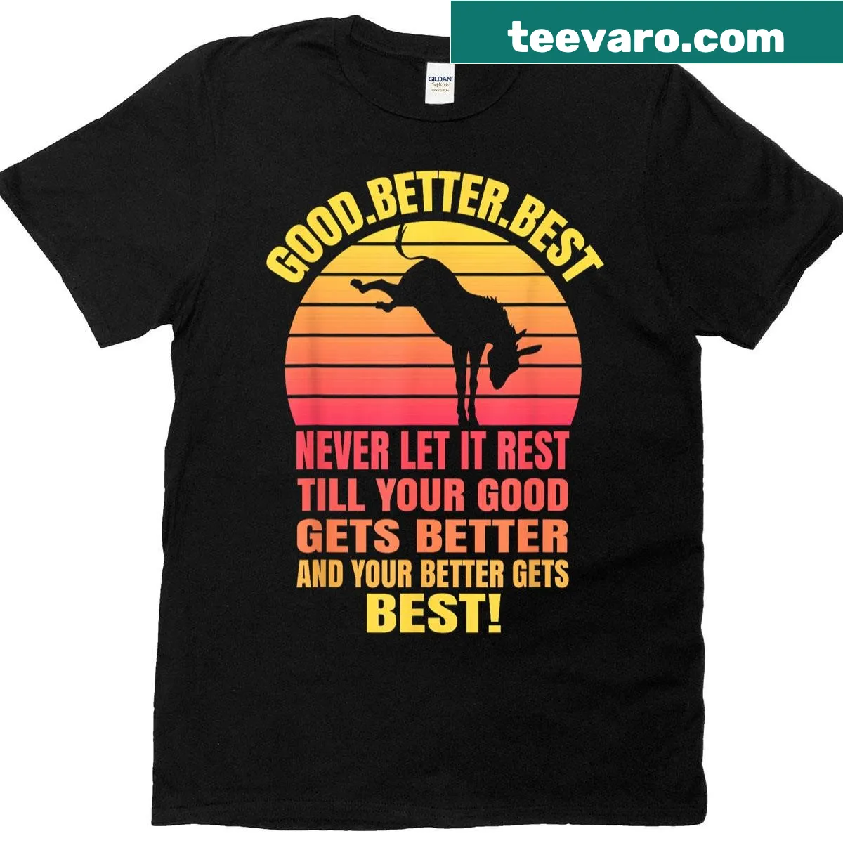 Motivational t-shirt with a donkey and inspiring phrase design — on a men's t-shirt