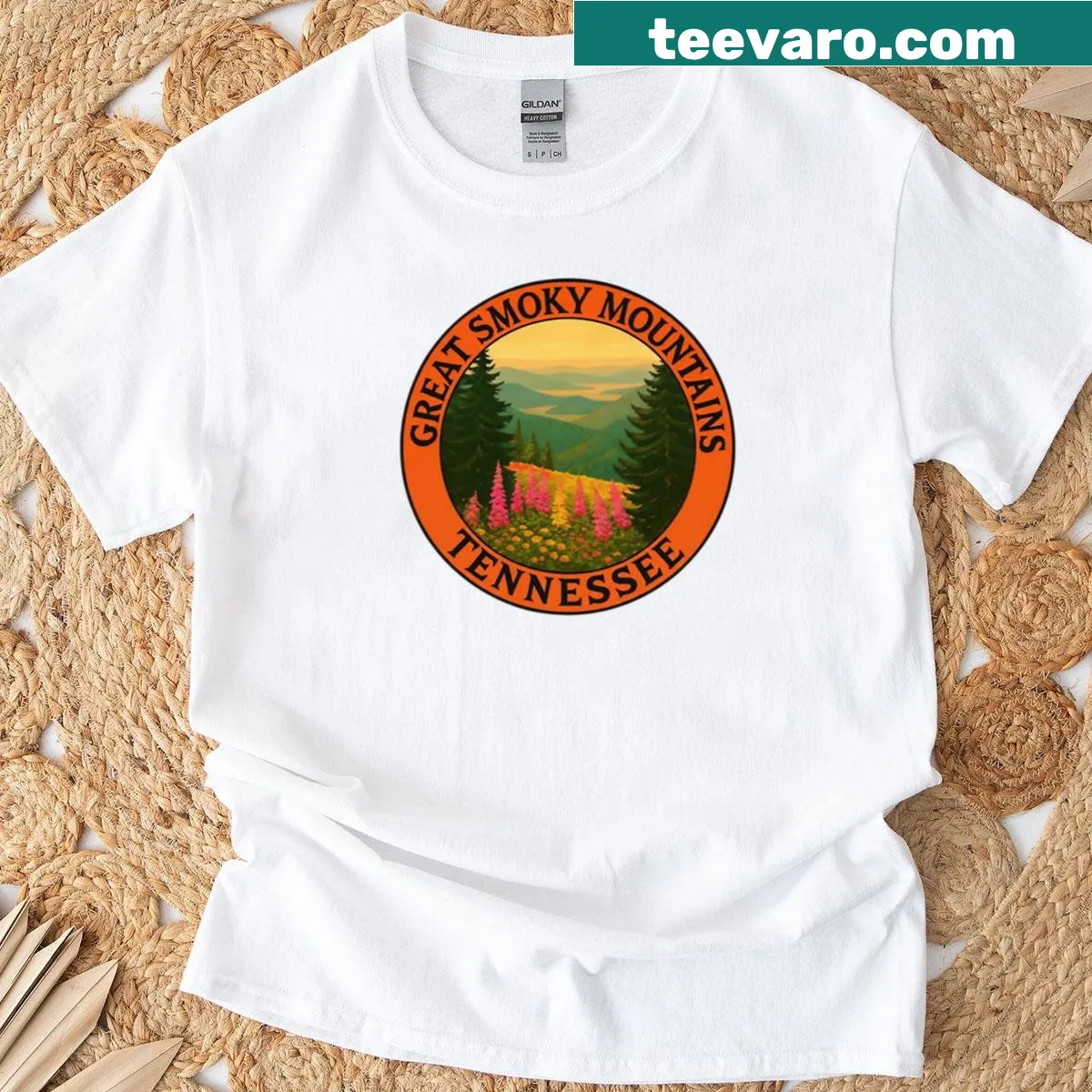 Vintage-distressed t-shirt showcasing Great Smoky Mountains — on a men's t-shirt
