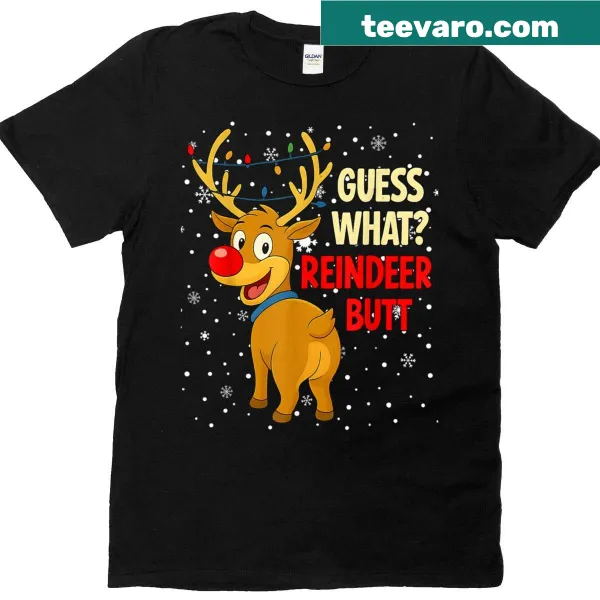 Funny Christmas T-shirt with reindeer graphic and humorous text