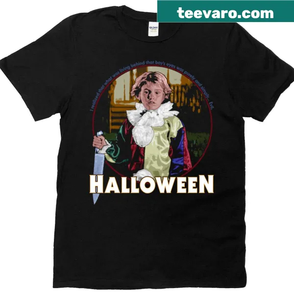 Oversized Halloween shirt with Michael Myers and 'Purely And Simply Evil' text