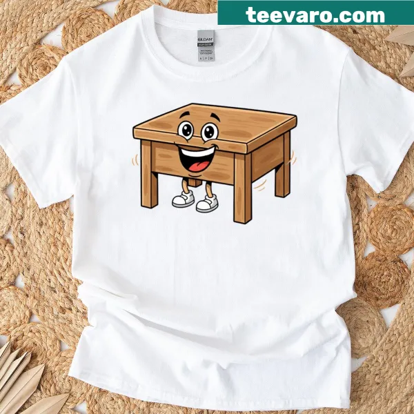 Cartoon smiling table design on a fun T-shirt