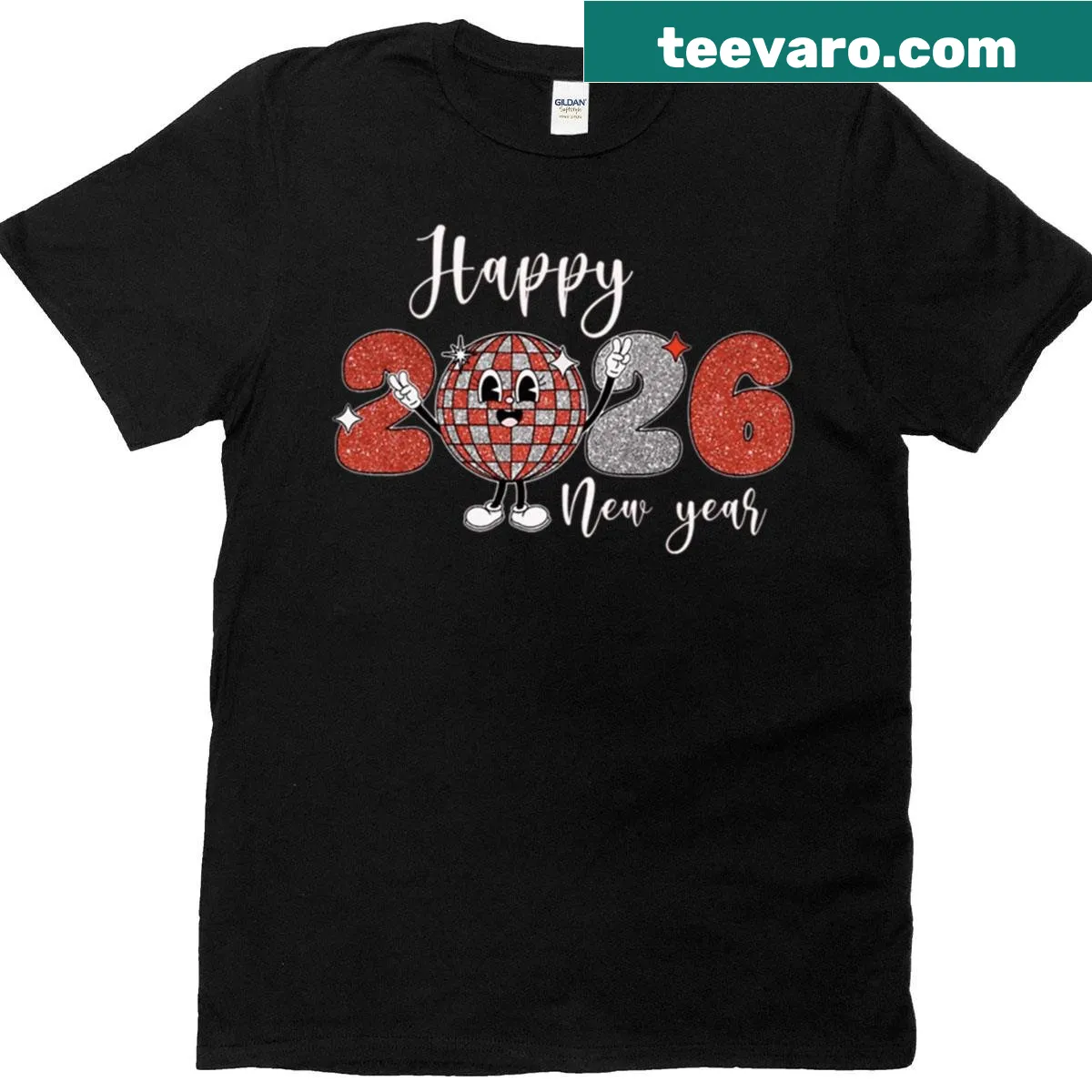 Funny couple New Year t-shirt with gold text for 2026 celebration — on a men's t-shirt