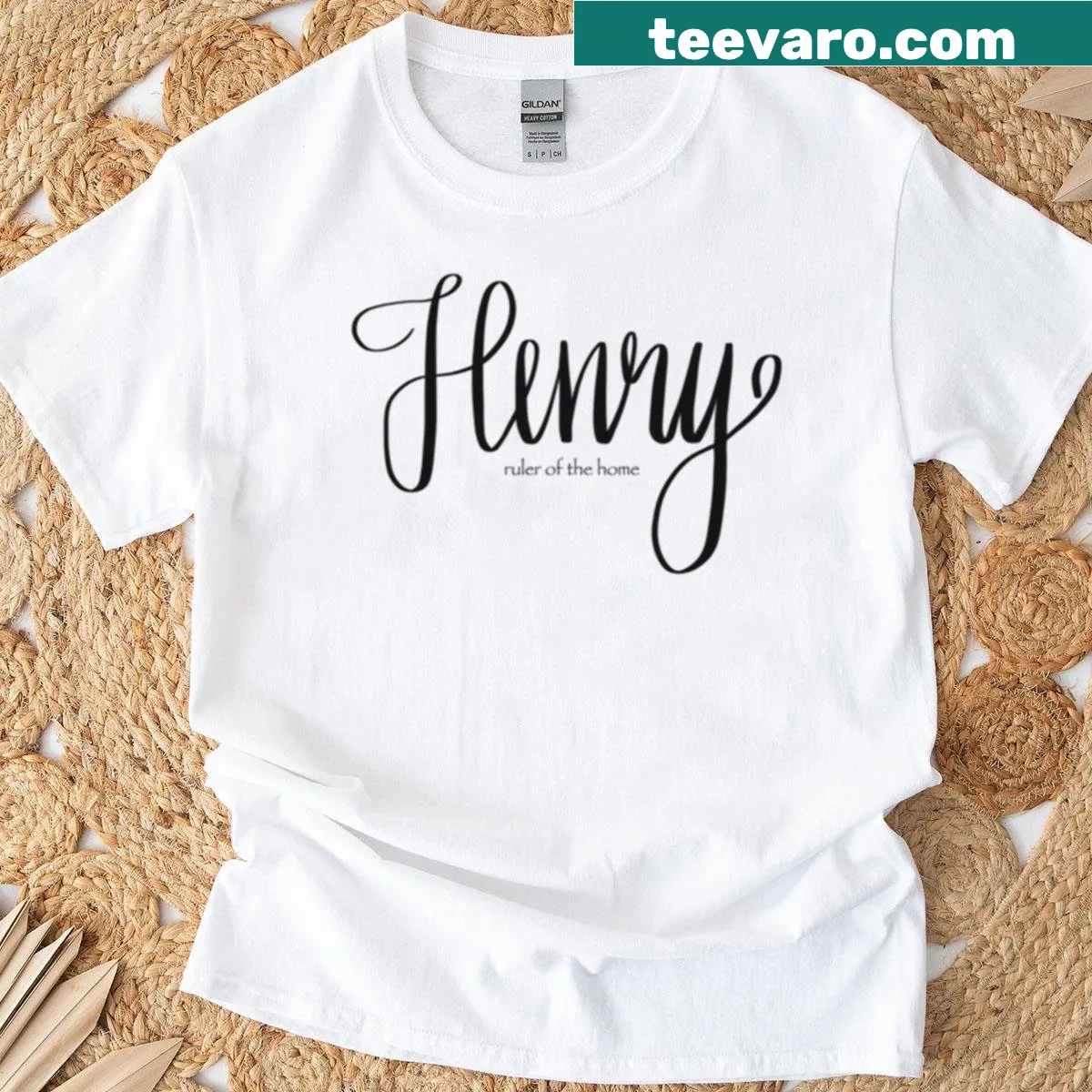 T-shirt featuring the name Henry in unique typography — on a men's t-shirt