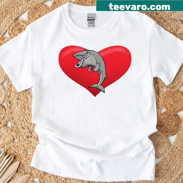 Illustrated humpback whale design on a T-shirt