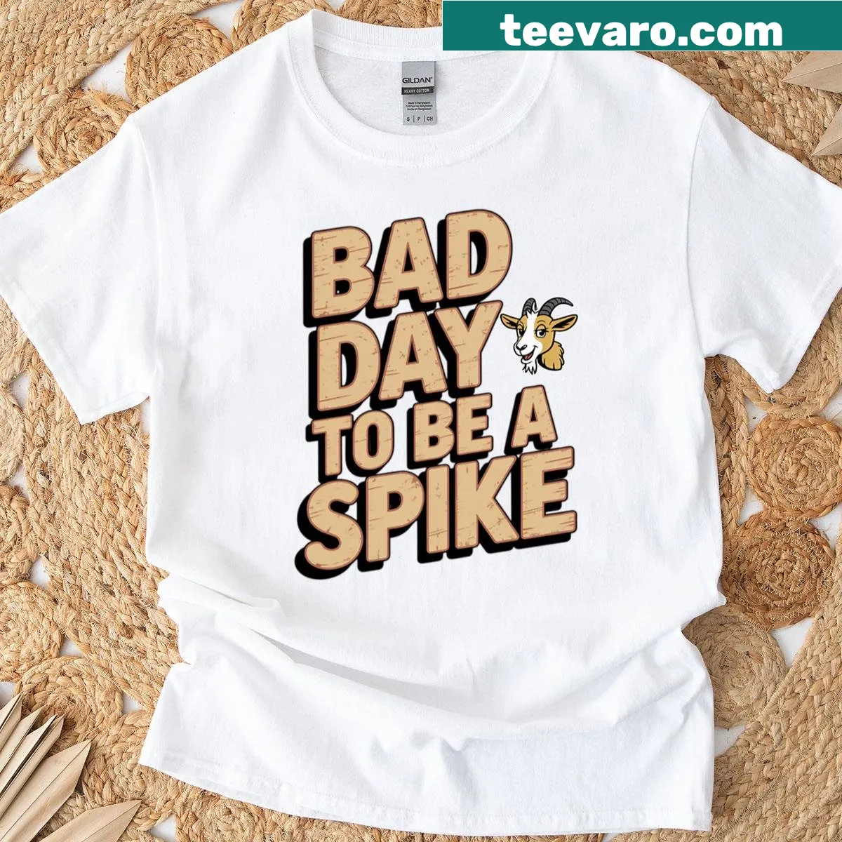 Illustration T-shirt for hunters with 'Bad Day To Be A Spike Deer' text — on a men's t-shirt