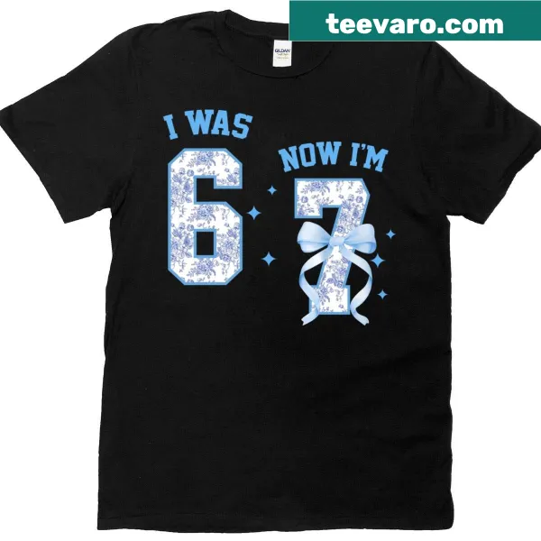Birthday-themed t-shirt celebrating 7th birthday with playful text
