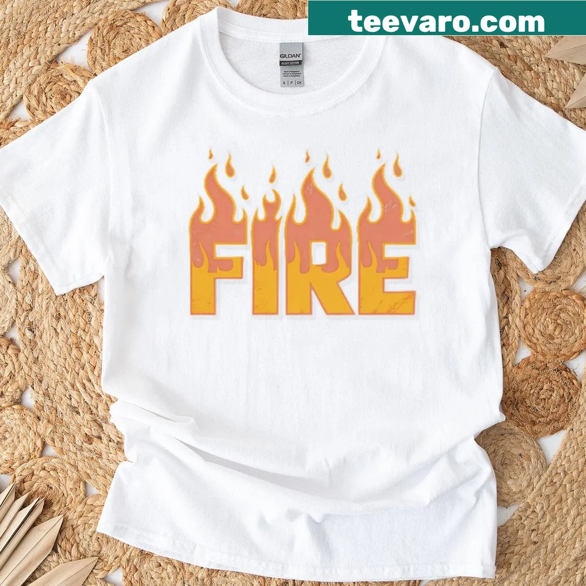 Couples Halloween t-shirts featuring ice and fire illustrations — on a men's t-shirt