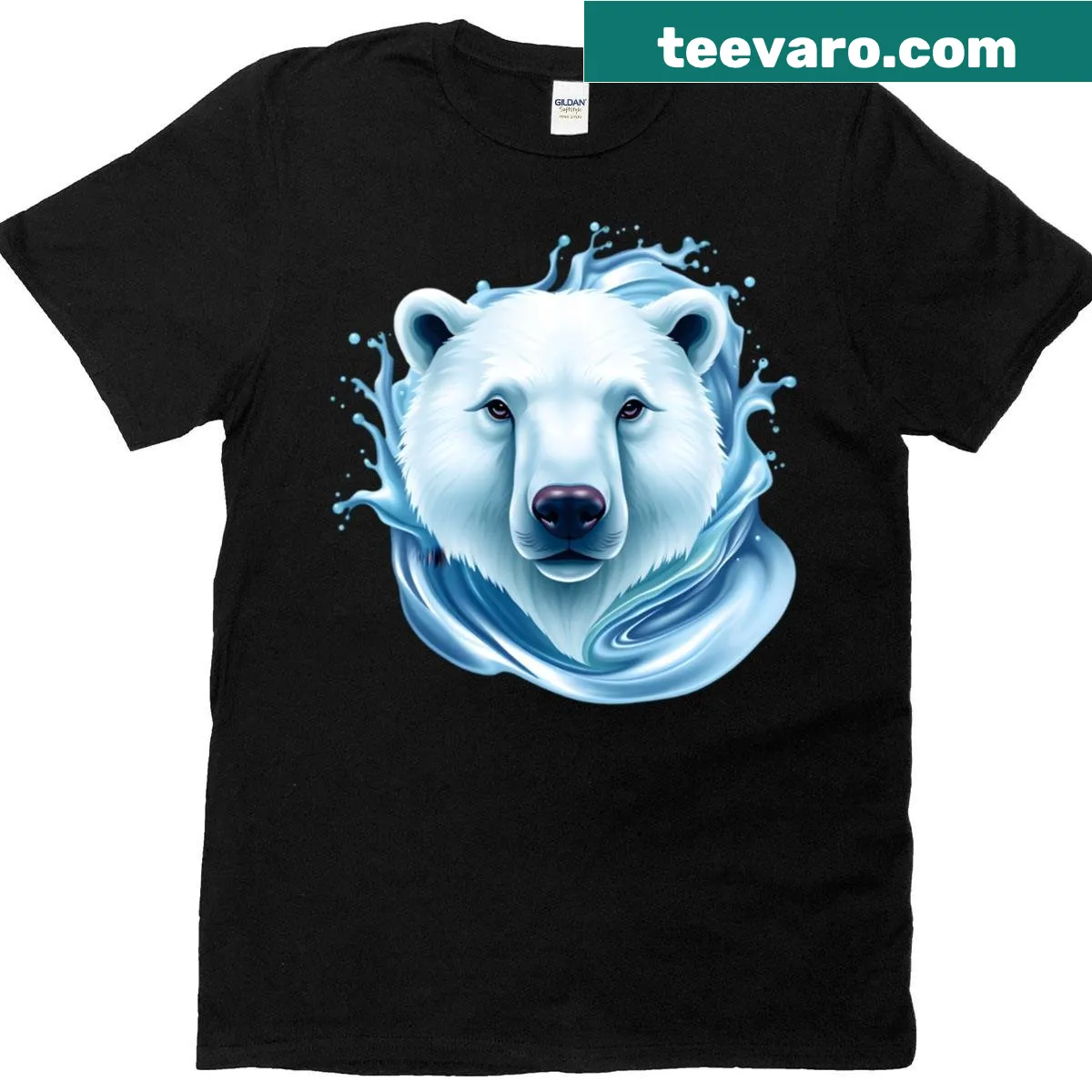 Realistic polar bear graphic t-shirt celebrating wildlife — on a men's t-shirt