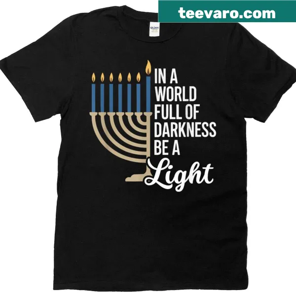 Illustrated Hanukkah t-shirt with a light-themed message