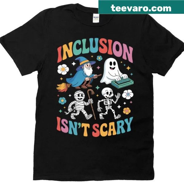 Halloween teacher T-shirt with ghost and mummy and inclusive message