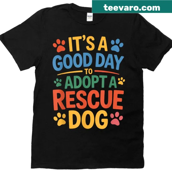 Animal rescue t-shirt promoting dog adoption