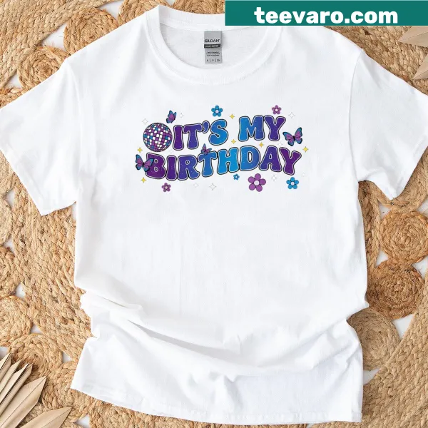 Birthday t-shirt with fun typography celebrating 'It's My Birthday'