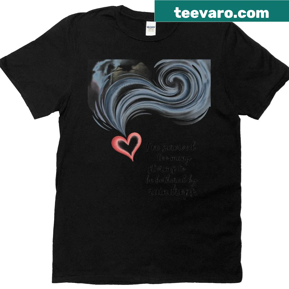 Inspirational typography t-shirt about resilience and overcoming storms — on a men's t-shirt