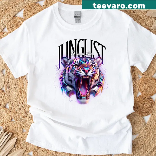 Drum and bass t-shirt with a Junglist Tooth Tiger design