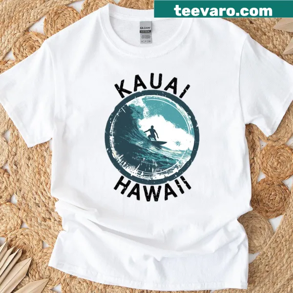 Kauai Hawaii text T-shirt with bold black lettering