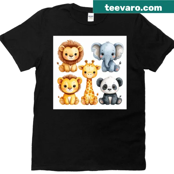 Kids' t-shirt with playful nursery poster-inspired illustrations.