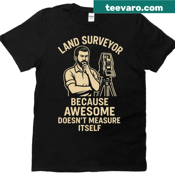 Land Surveyor T-shirt with a professional badge design.