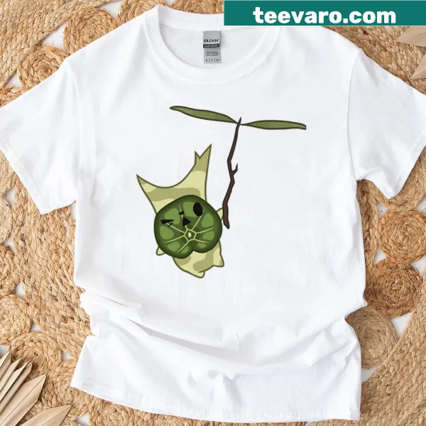 Playful cartoon T-shirt featuring Leaf Guy character