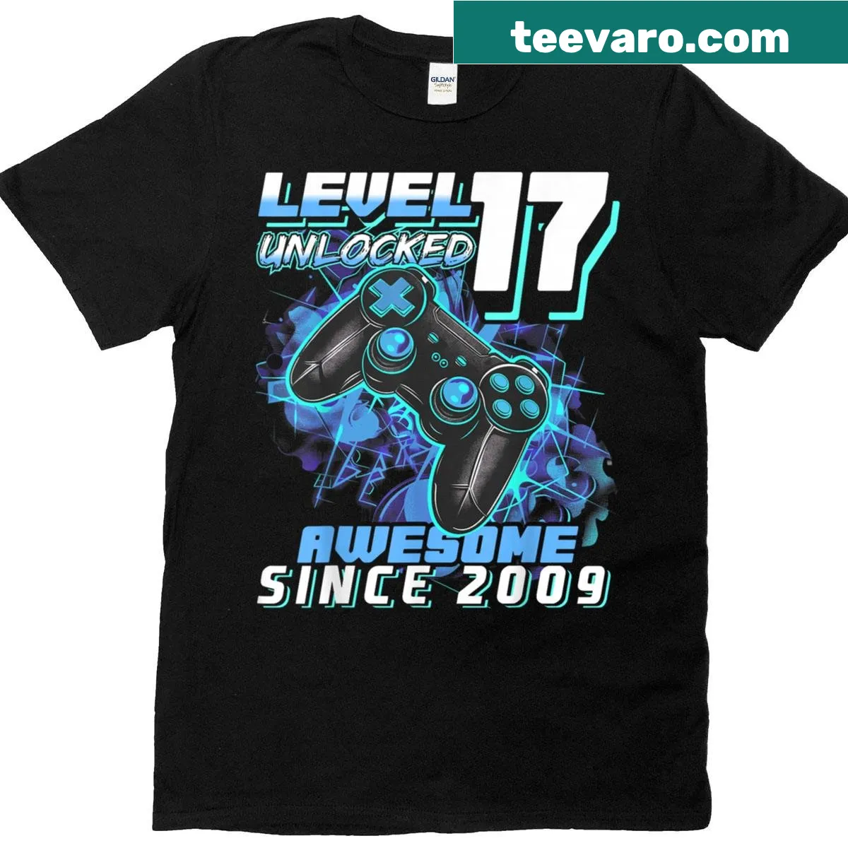 Gamer-themed T-shirt for 17th birthday celebration — on a men's t-shirt