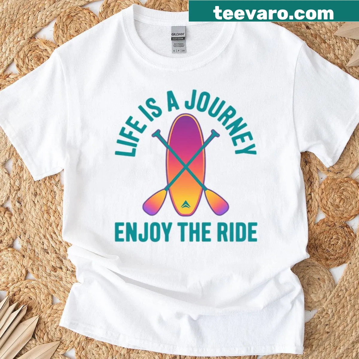 T-shirt with inspirational kayak design and text — on a men's t-shirt