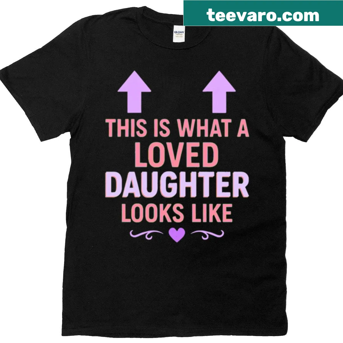 Cute arrow design T-shirt expressing love from parents to daughter — on a men's t-shirt