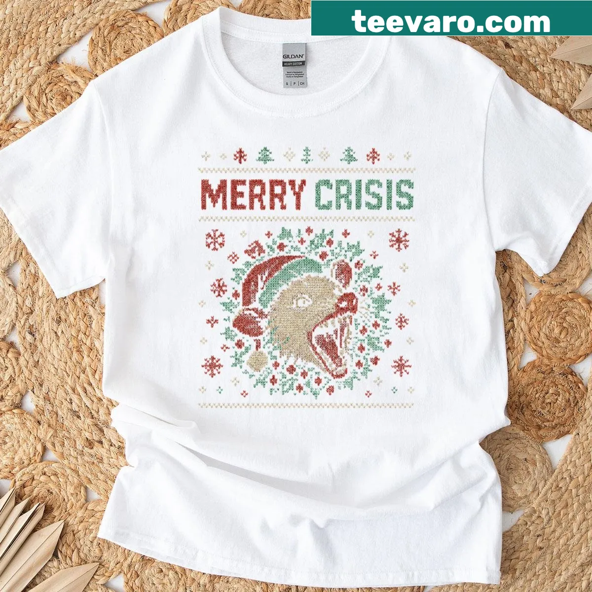 Funny possum graphic for an Ugly Christmas shirt celebrating the holiday chaos — on a men's t-shirt