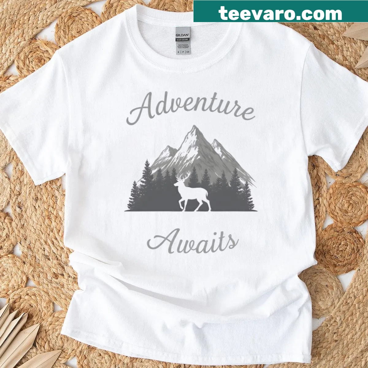 Stylish minimalist stag t-shirt with an inspirational phrase — on a men's t-shirt