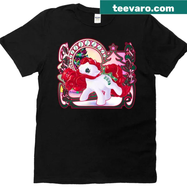 Art Nouveau-inspired Christmas T-shirt featuring baby stockings design.