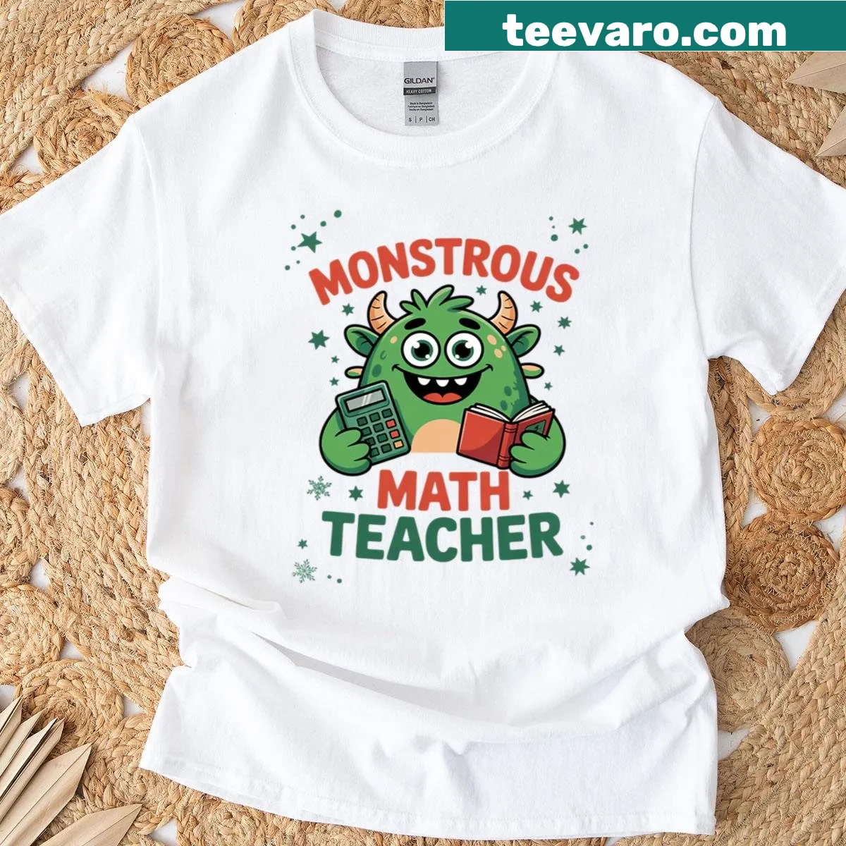 Funny Halloween t-shirt for math teachers with monstrous typography — on a men's t-shirt