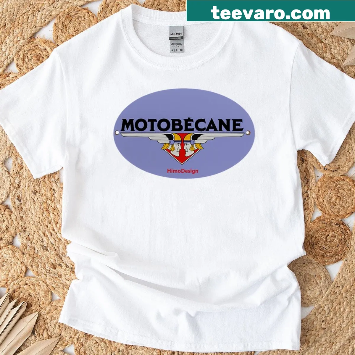 Vintage Motobecane cycling poster illustration t-shirt — on a men's t-shirt
