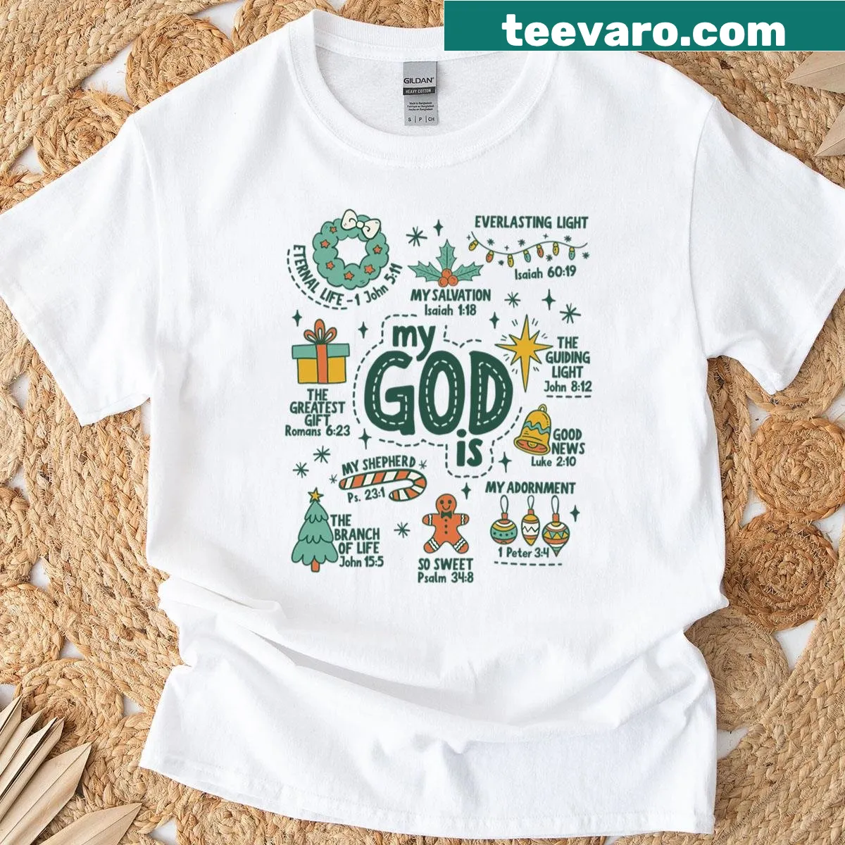 Christian Nativity scene design on Christmas t-shirt — on a men's t-shirt