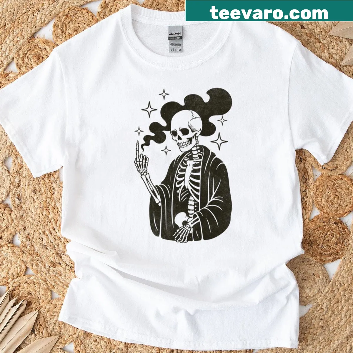 Illustration of a mystic skeleton on t-shirt — on a men's t-shirt