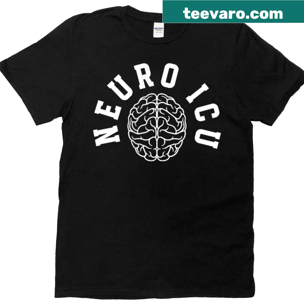 T-shirt celebrating neuro ICU nurses with bold text — on a men's t-shirt