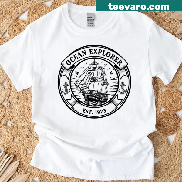 Vintage nautical t-shirt with a ship and compass design