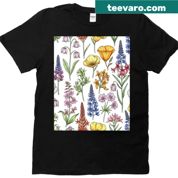Graphic T-shirt featuring a collection of Pacific Coast wildflowers