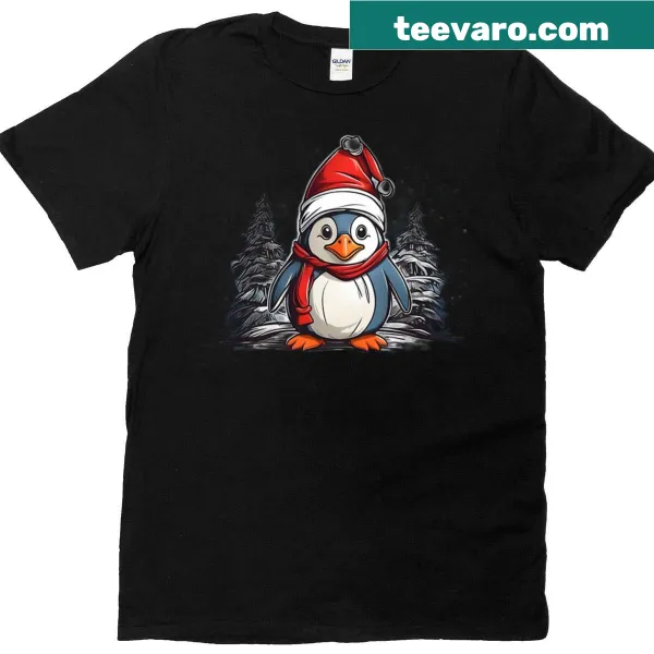 Cute penguin dressed as Santa Claus t-shirt