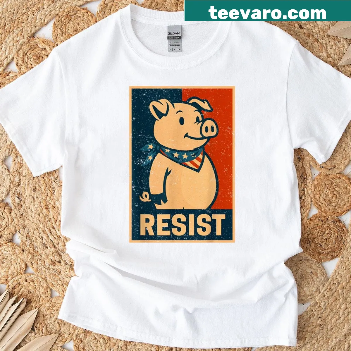 Vintage-style T-shirt featuring a humorous pig graphic and text — on a men's t-shirt