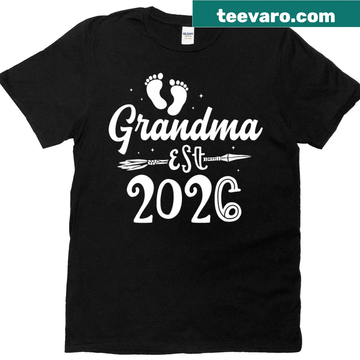 Sentimental T-shirt for new grandmothers with 'Proud Grandma Est 2026' text — on a men's t-shirt