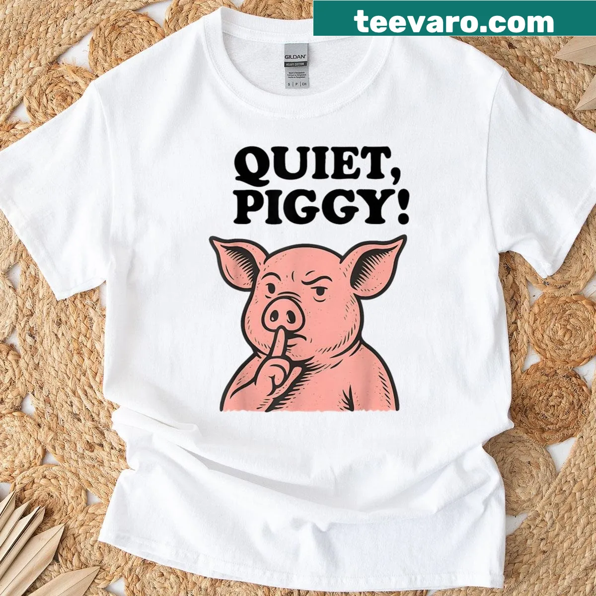 Cute cartoon pig design with a funny saying on a T-shirt — on a men's t-shirt