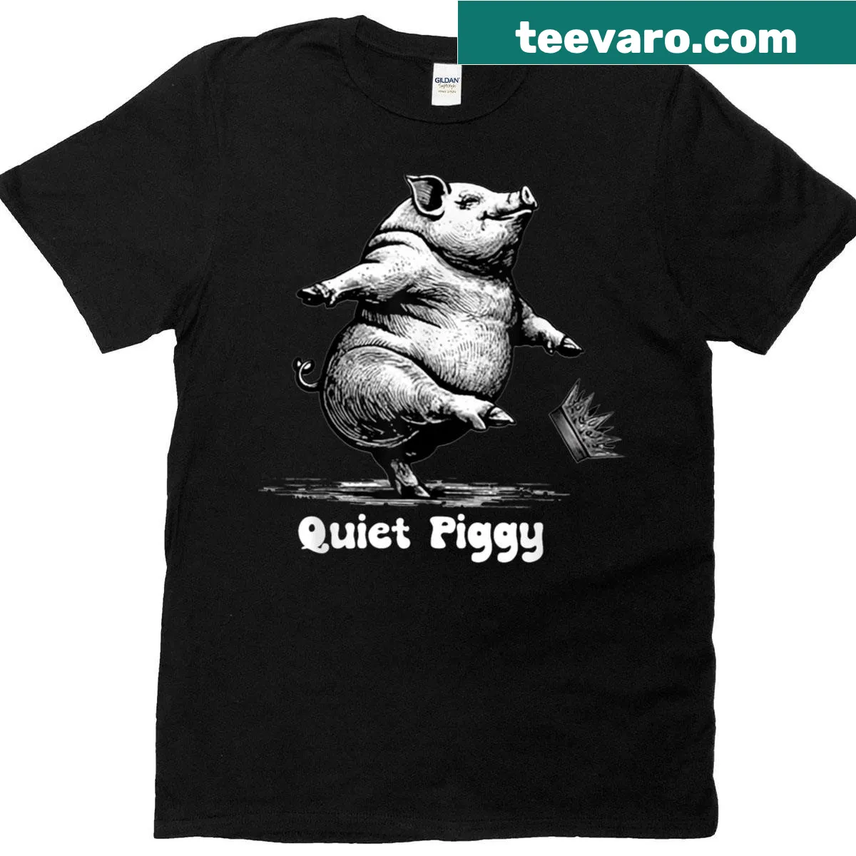 Vintage-style T-shirt featuring a funny pig graphic and humorous text — on a men's t-shirt