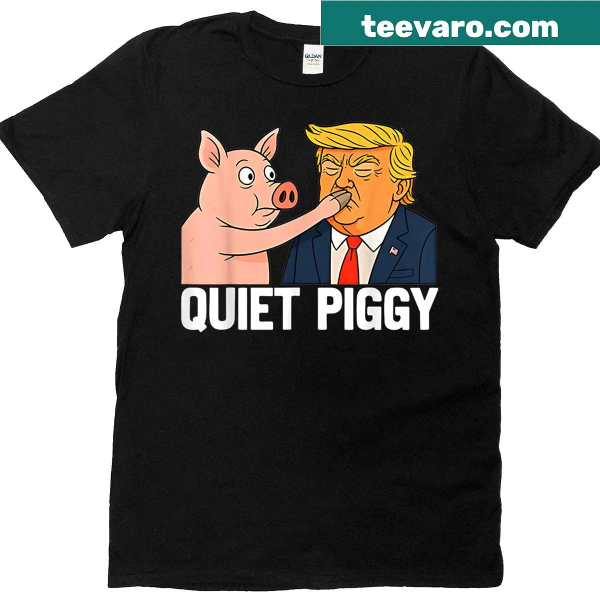 Funny pig joke T-shirt featuring a whimsical illustration and playful text — on a men's t-shirt