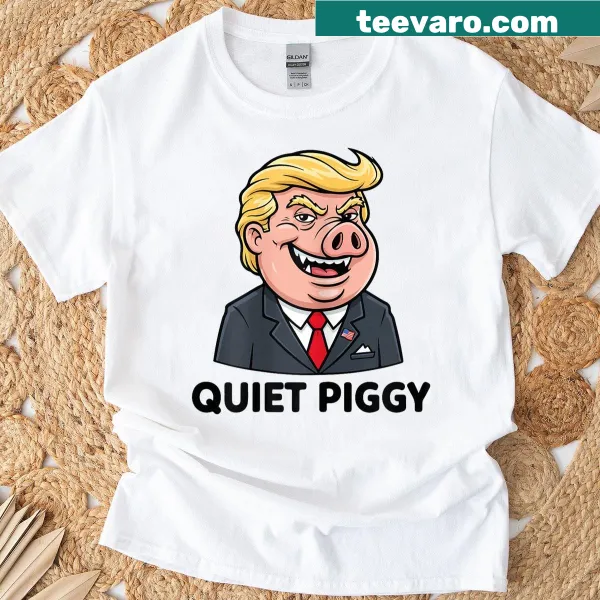 Funny cartoon pig on sarcastic political t-shirt
