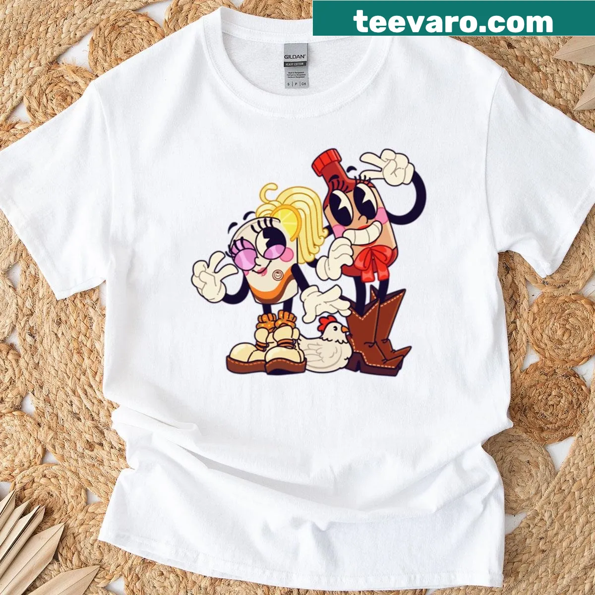 Retro food-themed friendship graphic T-shirt — on a men's t-shirt