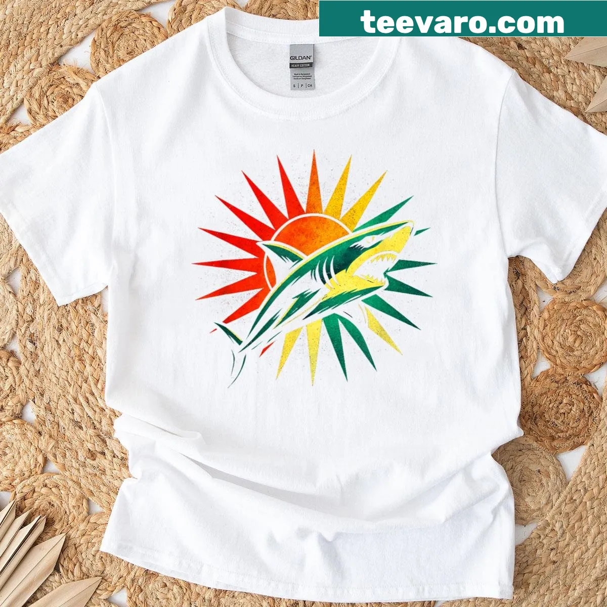Retro Shark t-shirt featuring a classic shark graphic — on a men's t-shirt