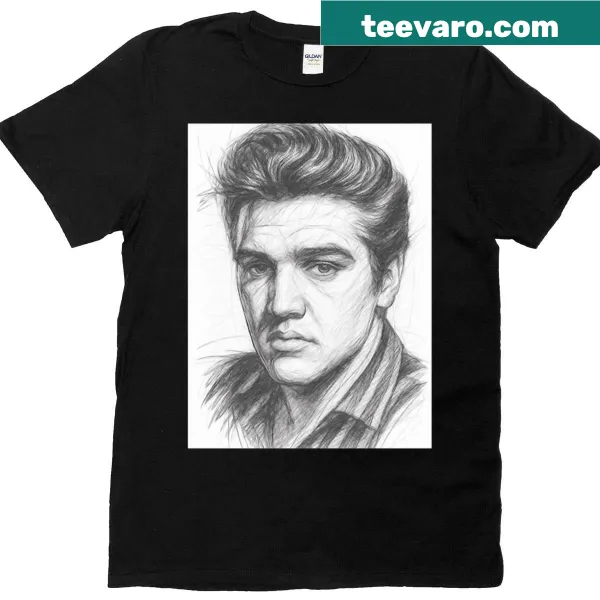 Pencil sketch of a rock singer on a t-shirt