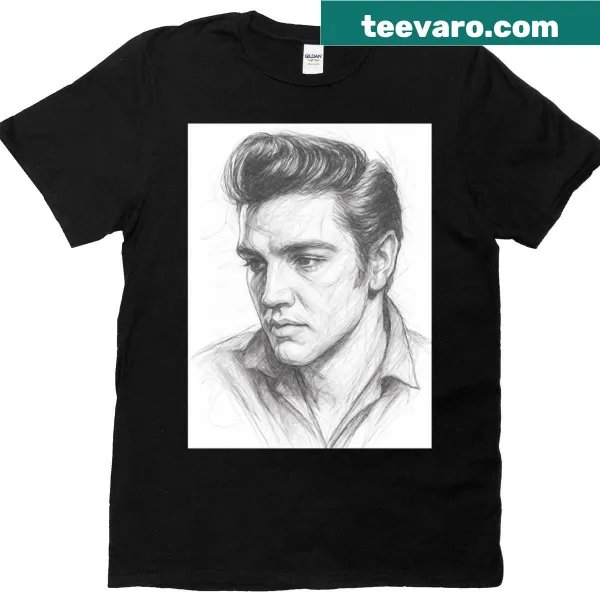 Pencil portrait of a rock legend on T-shirt