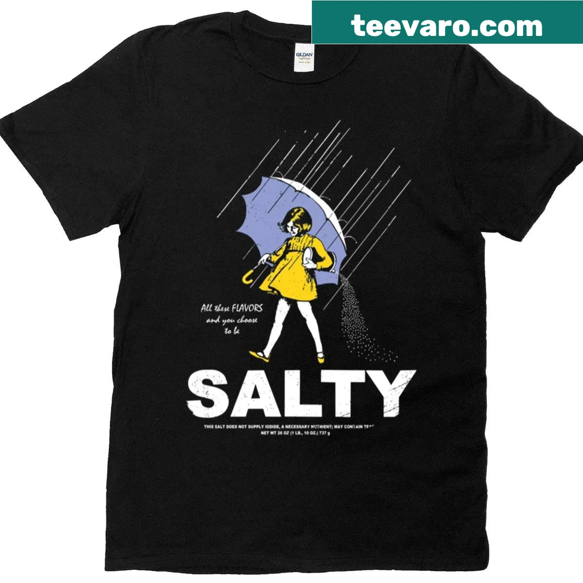 Humorous T-shirt featuring a playful 'Salty Girl' slogan — on a men's t-shirt